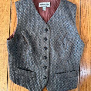 Vintage Tailored Iridescent Vest with Cool Metal Buttons